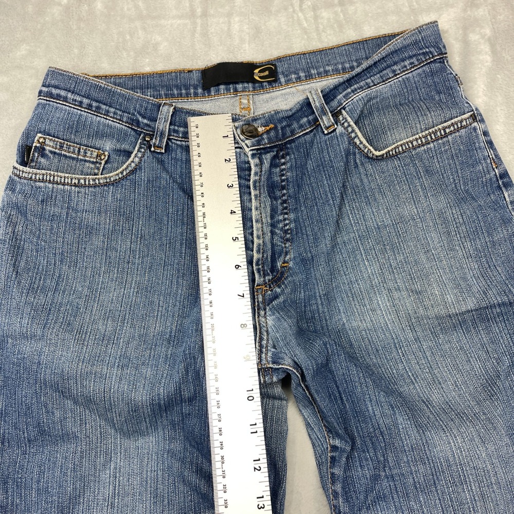 Just Cavalli Jeans Womens 31x30 Blue Denim Faded Mid Rise Low Waist Flare Leg - Picture 9 of 11